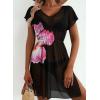 imageDokotoo Women Swimsuit Swim Cover Up 2025 Summer Bathing Suit Swimwear Mesh Beach Dress Vacation OutfitsAfloral Black