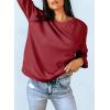 imageDokotoo Womens Casual Crew Neck Sweatshirt Loose Soft Long Sleeve Pullover TopsG Thick Red