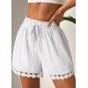 imageDokotoo Womens Shorts Summer Casual Loose Elastic Waist Drawstring Lace Boho Beach Cover Up ShortsWhite
