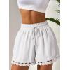 imageDokotoo Womens Shorts Summer Casual Loose Elastic Waist Drawstring Lace Boho Beach Cover Up ShortsWhite