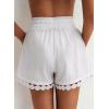 imageDokotoo Womens Shorts Summer Casual Loose Elastic Waist Drawstring Lace Boho Beach Cover Up ShortsWhite