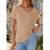 imageDokotoo Womens Summer Tops 2026 Waffle Knit Short Sleeve V Neck Shirts Womens Blouses Dressy Casual Basic TeeA Apricot
