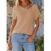 imageDokotoo Womens Summer Tops 2026 Waffle Knit Short Sleeve V Neck Shirts Womens Blouses Dressy Casual Basic TeeA Apricot