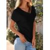 imageDokotoo Womens Summer Tops 2026 Waffle Knit Short Sleeve V Neck Shirts Womens Blouses Dressy Casual Basic TeeA Black
