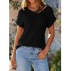 imageDokotoo Womens Summer Tops 2026 Waffle Knit Short Sleeve V Neck Shirts Womens Blouses Dressy Casual Basic TeeA Black