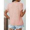 imageDokotoo Womens Summer Tops 2026 Waffle Knit Short Sleeve V Neck Shirts Womens Blouses Dressy Casual Basic TeeA Gossamer Pink