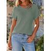 imageDokotoo Womens Summer Tops 2026 Waffle Knit Short Sleeve V Neck Shirts Womens Blouses Dressy Casual Basic TeeA Green Bay