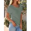 imageDokotoo Womens Summer Tops 2026 Waffle Knit Short Sleeve V Neck Shirts Womens Blouses Dressy Casual Basic TeeA Green Bay