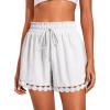 imageDokotoo Womens Shorts Summer Casual Loose Elastic Waist Drawstring Lace Boho Beach Cover Up ShortsWhite