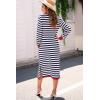 imageDokotoo Fall Dresses for Women 2024 Striped Color Block Long Sleeve Crewneck Side Splits Casual Loose Long Maxi DressBlue