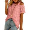 imageDokotoo Womens Summer 2026 Crochet Hollow Out Lace Boho Tops Lining Two Piece Beach Vacation Young Fashion ShirtsGossamer Pink