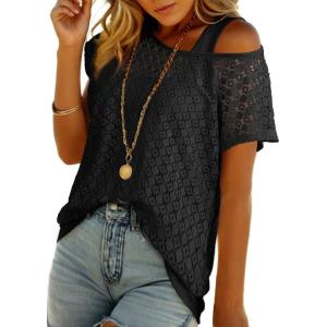 imageDokotoo Womens Summer 2026 Crochet Hollow Out Lace Boho Tops Lining Two Piece Beach Vacation Young Fashion ShirtsBlack