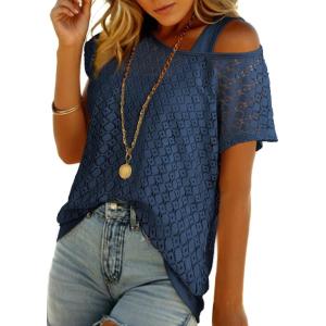 imageDokotoo Womens Summer 2026 Crochet Hollow Out Lace Boho Tops Lining Two Piece Beach Vacation Young Fashion ShirtsSail Blue