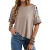 imageDokotoo Womens Shirts Casual 2026 Beach Trendy Casual Summer Oversize Tops Vacation Embroidered BlousesParchment
