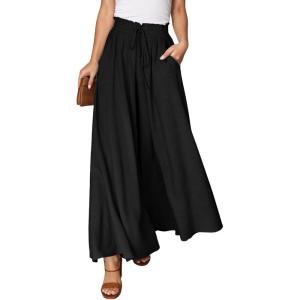 imageDokotoo Pants for Women Casual Elastic Waist Wide Leg Pants with Pockets1 Black