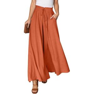 imageDokotoo Pants for Women Casual Elastic Waist Wide Leg Pants with Pockets1 Red