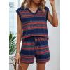 imageDokotoo 2 Piece Sets for Women Summer V Neck Sleeveless Top Tie Waist Shorts Striped Casual Outfits with PocketsBlue Stripe