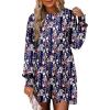 imageDokotoo Casual Dresses for Women Flowy Boho Floral Long Sleeve Empire Waist Babydoll Mini DressFloralblue