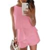 imageDokotoo Womens Elegants Sleeveless Short Rompers 2025 Summer Chiffon JumpsuitsRuffle Pink