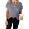 imageDokotoo Womens Casual Short Sleeve Loose Tunic Tops Lightweight Knit Spring Pullover Sweater BlousesGrey