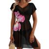 imageDokotoo Women Swimsuit Swim Cover Up 2026 Summer Bathing Suit Swimwear Sheer Beach Vacation OutfitsAfloral Black