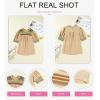 image:imageDokotoo Summer Tops for Women Casual Crewneck Puff Short Sleeve Boho Pleated Shirts Embroidered Blouses TunicApricot