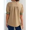 image:imageDokotoo Summer Tops for Women Casual Crewneck Puff Short Sleeve Boho Pleated Shirts Embroidered Blouses TunicApricot