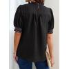 image:imageDokotoo Summer Tops for Women Casual Crewneck Puff Short Sleeve Boho Pleated Shirts Embroidered Blouses TunicBlack