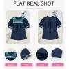 image:imageDokotoo Summer Tops for Women Casual Crewneck Puff Short Sleeve Boho Pleated Shirts Embroidered Blouses TunicBlue