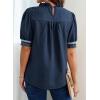 image:imageDokotoo Summer Tops for Women Casual Crewneck Puff Short Sleeve Boho Pleated Shirts Embroidered Blouses TunicBlue