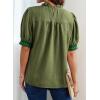 image:imageDokotoo Summer Tops for Women Casual Crewneck Puff Short Sleeve Boho Pleated Shirts Embroidered Blouses TunicGreen