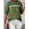 image:imageDokotoo Summer Tops for Women Casual Crewneck Puff Short Sleeve Boho Pleated Shirts Embroidered Blouses TunicGreen