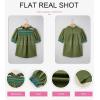 image:imageDokotoo Summer Tops for Women Casual Crewneck Puff Short Sleeve Boho Pleated Shirts Embroidered Blouses TunicGreen