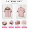 image:imageDokotoo Summer Tops for Women Casual Crewneck Puff Short Sleeve Boho Pleated Shirts Embroidered Blouses TunicPink