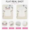 image:imageDokotoo Summer Tops for Women Casual Crewneck Puff Short Sleeve Boho Pleated Shirts Embroidered Blouses TunicWhite