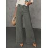 image:imageDOKOTOO Womens Casual High Waisted Jeans Stretch Button Wide Leg Loose Denim Pants with PocketsFour Leaf Clover