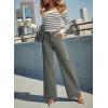 image:imageDOKOTOO Womens Casual High Waisted Jeans Stretch Button Wide Leg Loose Denim Pants with PocketsFour Leaf Clover