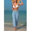 image:imageDokotoo Beach Pants for Womens Vacation Summer Outfits Smocked Waist Harem Boho Flowy Wide Leg Hippie Pants with PocketsBeau Blue