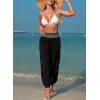 image:imageDokotoo Beach Pants for Womens Vacation Summer Outfits Smocked Waist Harem Boho Flowy Wide Leg Hippie Pants with PocketsBlack