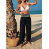 image:imageDokotoo Beach Pants for Womens Vacation Summer Outfits Smocked Waist Harem Boho Flowy Wide Leg Hippie Pants with PocketsBlack