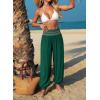 image:imageDokotoo Beach Pants for Womens Vacation Summer Outfits Smocked Waist Harem Boho Flowy Wide Leg Hippie Pants with PocketsDark Green