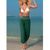 image:imageDokotoo Beach Pants for Womens Vacation Summer Outfits Smocked Waist Harem Boho Flowy Wide Leg Hippie Pants with PocketsDark Green