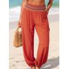 image:imageDokotoo Beach Pants for Womens Vacation Summer Outfits Smocked Waist Harem Boho Flowy Wide Leg Hippie Pants with PocketsOrange