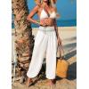 image:imageDokotoo Beach Pants for Womens Vacation Summer Outfits Smocked Waist Harem Boho Flowy Wide Leg Hippie Pants with PocketsWhite