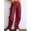 image:imageDokotoo Corduroy Cargo Pants Women Wide Leg Baggy High Waisted with 6 Pockets Casual Pants Basic Womens ClothingRed 6
