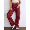 image:imageDokotoo Corduroy Cargo Pants Women Wide Leg Baggy High Waisted with 6 Pockets Casual Pants Basic Womens ClothingRed 6