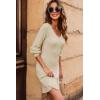 image:imageDokotoo Dresses for Women Trendy V Neck Knit A Line Long Sleeve Dress Sweater DressA1 Apricot