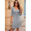 image:imageDokotoo Dresses for Women Trendy V Neck Knit A Line Long Sleeve Dress Sweater DressA1 Gray