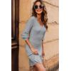 image:imageDokotoo Dresses for Women Trendy V Neck Knit A Line Long Sleeve Dress Sweater DressA1 Gray