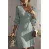 image:imageDokotoo Dresses for Women Trendy V Neck Knit A Line Long Sleeve Dress Sweater DressA1 Green